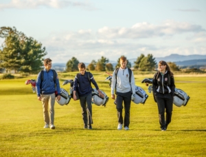 St Leonards pupils getting ready to practice golf