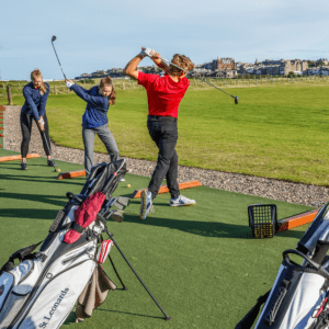 St Leonards pupils practising golf on the old course